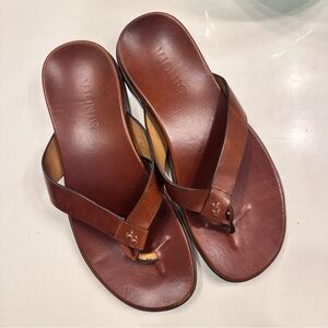 Vionic Chestnut Leather Flip-Flops